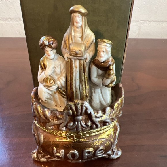 Set Of 3 NIB Vintage Cracker Barrel Season Of Glory Hinged Box Hope Joy Love - Picture 10 of 12